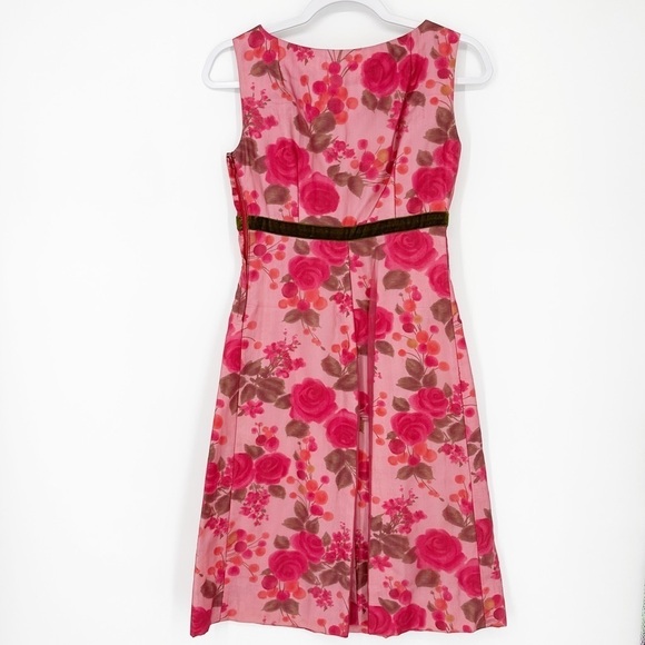 1960s Cocktail Vintage Handmade Dress XXS XS Romantic Floral with Overlay - Picture 5 of 9